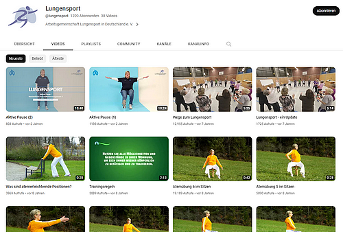 Screenshot AG Lungensport Youtube Kanal